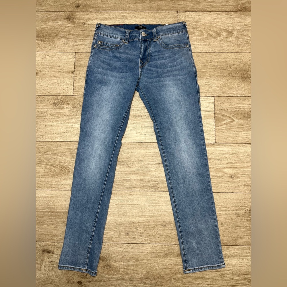 True Religion Jeans Mens 30x32 Blue Rocco Relaxed Skinny Fit Stretch Light Wash